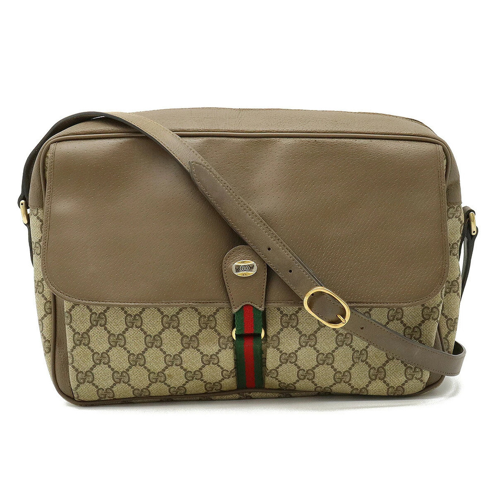 Gucci GG Plus Sherry Crossbody Bag Beige Brown Cream Mocha Brown